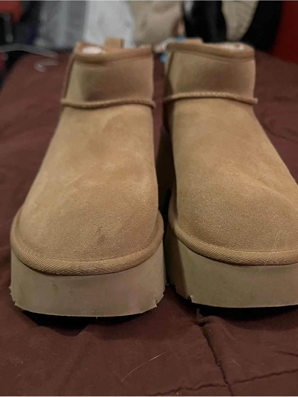 UGG Tan Suede Platform Ankle Boots